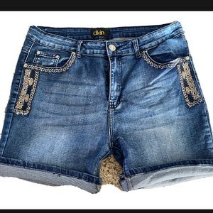 DKIN Denim Embroidered Shorts